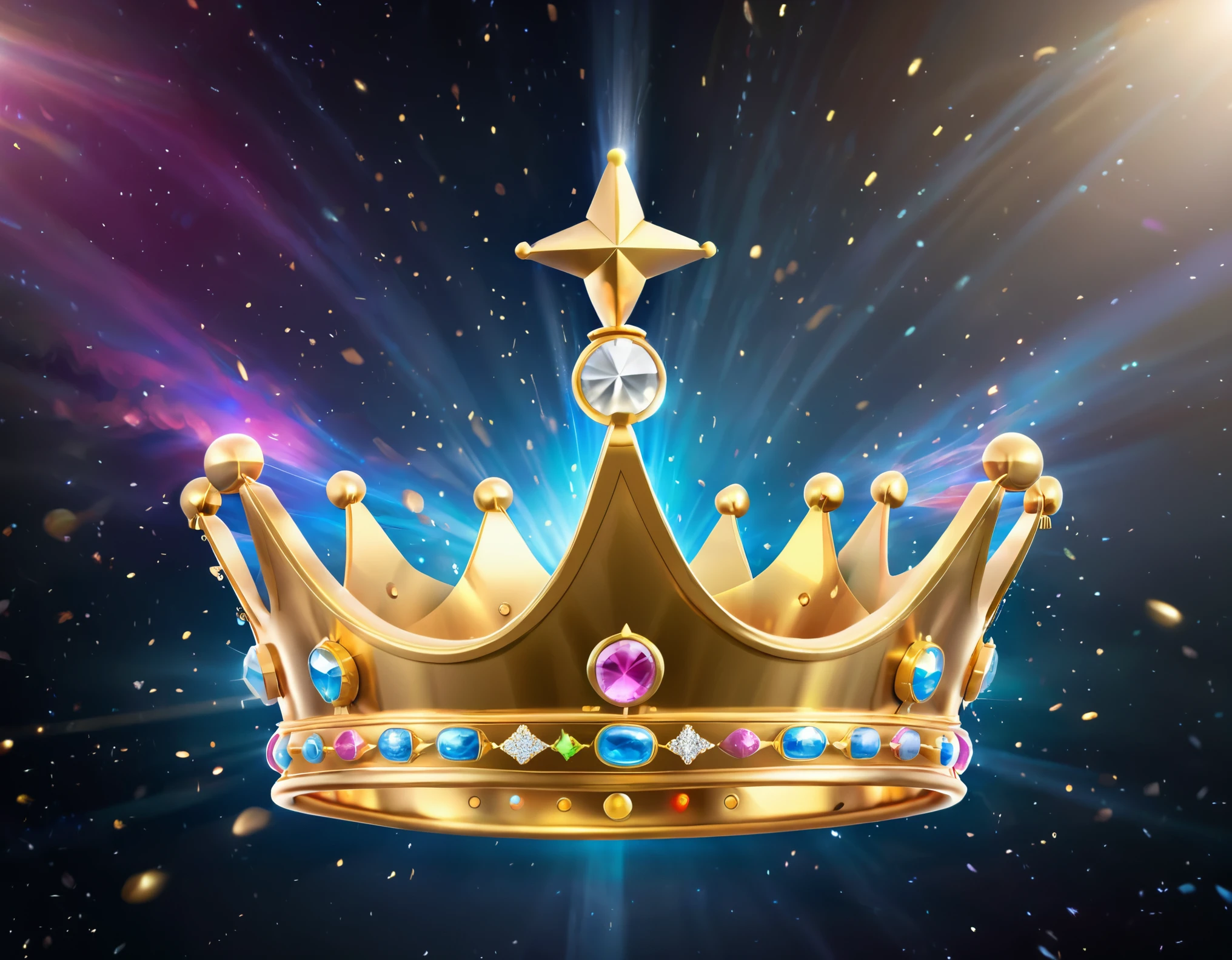 [Crown emoji] Imagine a surreal scene where a colossal golden crown hovers in an otherworldly space, surrounded by ethereal mist and shimmering lights. The crown symbolizes the supreme control and nce associd with findom. Utilize hyperrealistic rendering techniques to capture every intricate detail of the crown, and optimize the image for 8K resolution to enhance the regal atmosphere.
