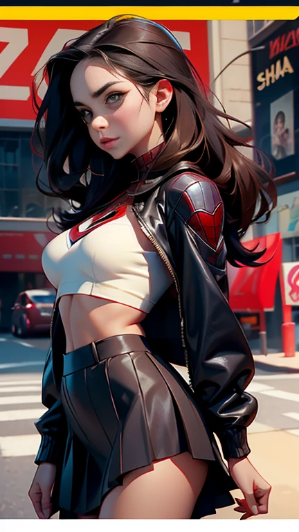 Eliza Dushku、マーベルコミックの映画Poster、so beautiful、Movies about Spider-Man、sexy、whole body、Wearing a skirt、Premiere Date、Poster、belly buttonを突き出す、new york、She&#39;s wearing a ripped Spiderman suit、The suit is torn、Wearing a skirt、Red and black color scheme、dynamic、masterpiece、Highest quality、Super detailed、Very detailed、Delicate and beautiful shine、Ultra-high resolution、Cinematic、break、breakドロップ、(Torn clothes:1.5)、(Wet clothes:1.4)、Bare shoulders、Real Rain、Wet Hair、belly button、Exposed Skin、sexyな肩を披露