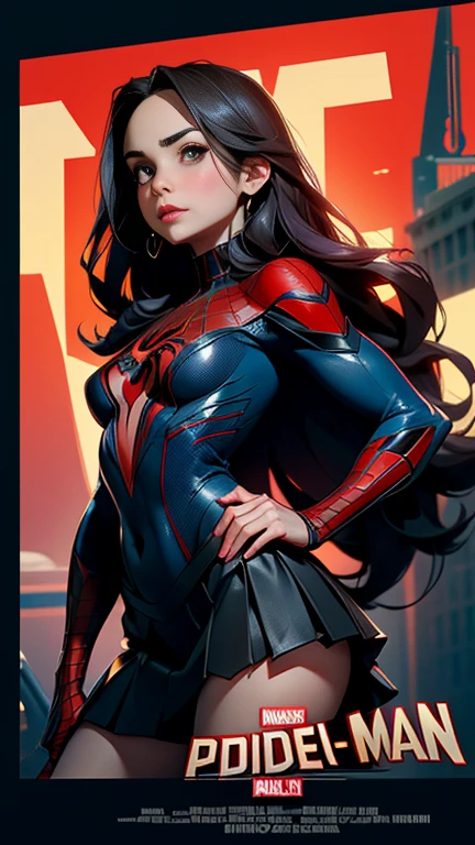 Eliza Dushku、マーベルコミックの映画Poster、so beautiful、Movies about Spider-Man、sexy、whole body、Wearing a skirt、Premiere Date、Poster、belly buttonを突き出す、new york、She's wearing a ripped Spiderman suit、The suit is torn、Wearing a skirt、Red and black color scheme、dynamic、masterpiece、Highest quality、Super detailed、Very detailed、Delicate and beautiful shine、Ultra-high resolution、Cinematic、break、breakドロップ、(Torn clothes:1.5)、(Wet clothes:1.4)、Bare shoulders、Real Rain、Wet Hair、belly button、Exposed Skin、sexyな肩を披露