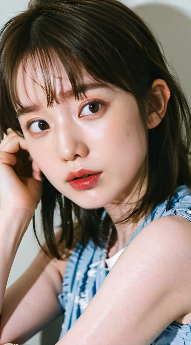 (Small Tits), (18-year-old), (very small head), dawn, sunlight, (Perfect body:1.1), (8K), (Very delicate and beautiful), (Highest quality:1.0), (Realistic), Realistic Shadows, (High resolution:1.0), Detailed skin, Very detailed, the body is slim, (Beautiful Hair, Real Hair, Thinning hair), blush, Realistic, Realistic Face, Realistic eyes, Small eyes, smile, (eyeliner), (mascara), (eye shadow), whole body、Open leg pose、Nipples、naked、Thick pubic hair、Bob Hair、blonde