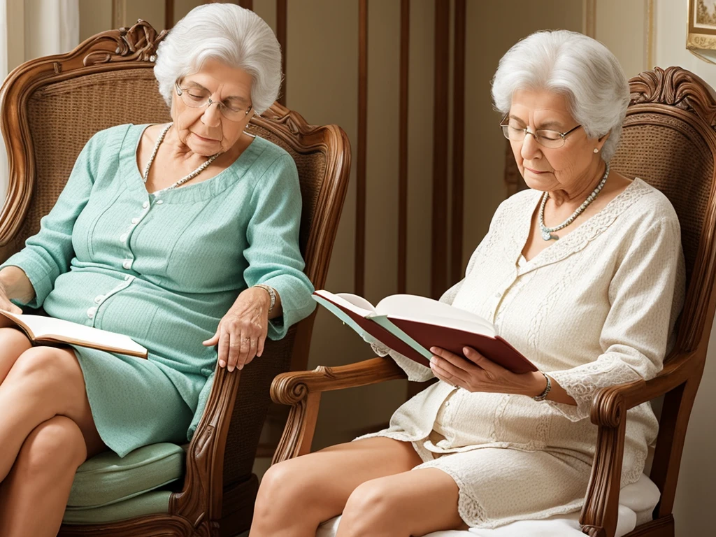 Grandma Catarina taking care of herself, taking a relaxing bath or reading a book in your favorite armchair.