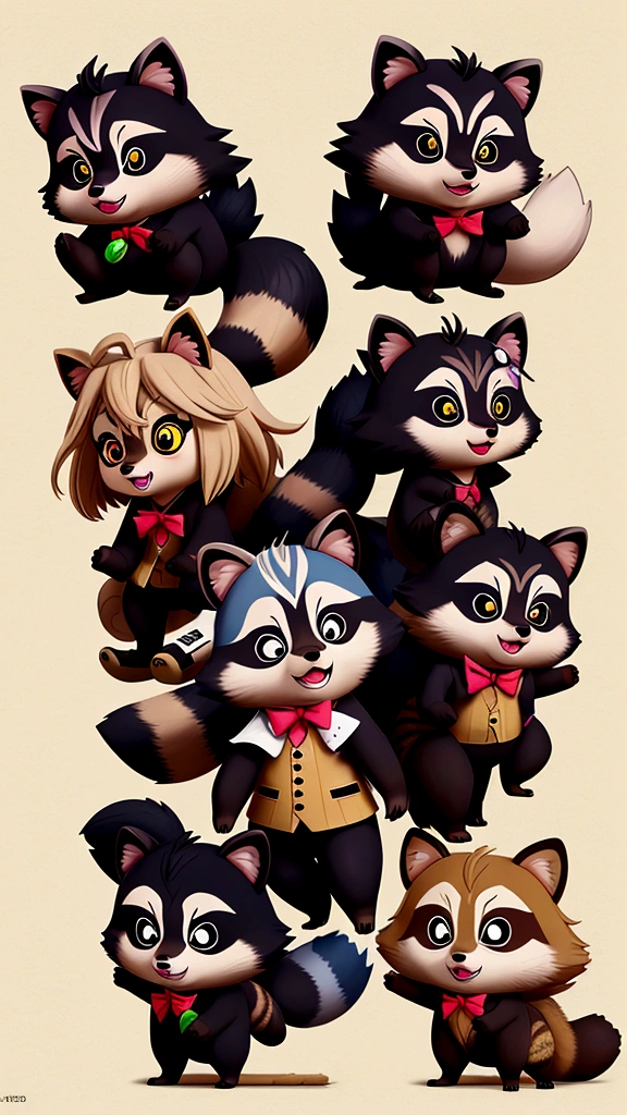 Anime-style raccoon dog team