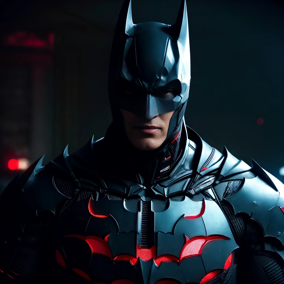 batman arkham knight in a red and black suit, batman beyond, batman mecha, in batman : arkham knight, cyberpunk batman, black and red armor, black octane render, black and red reflected armor, 3d digital art 4k, unreal engine 4k wallpaper, wallpaper 4k, wallpaper 4 k, 4k detailed digital art, dwayne johnson as batman