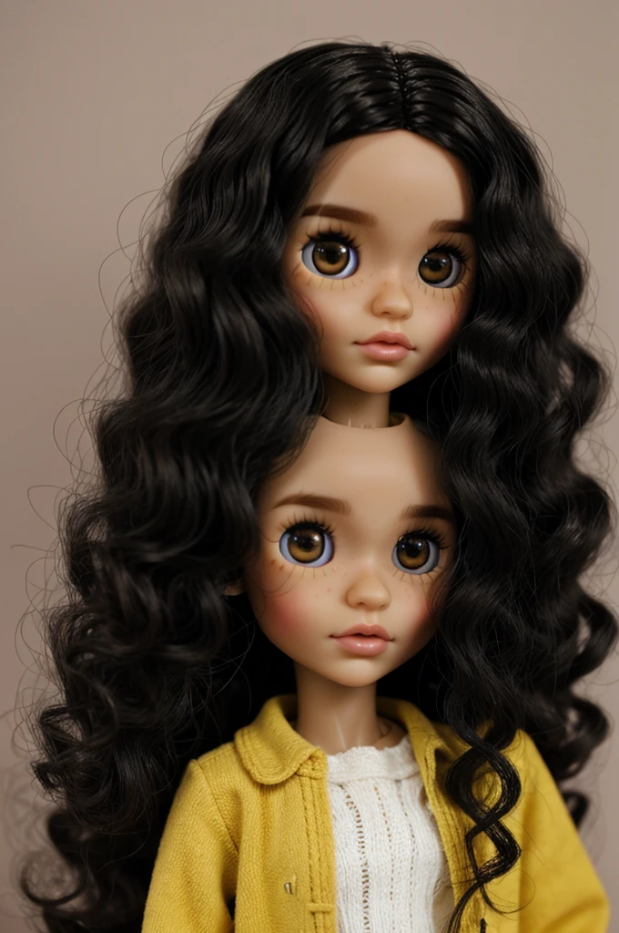 Blythe dolls With light skin, wavy hair and black eyes