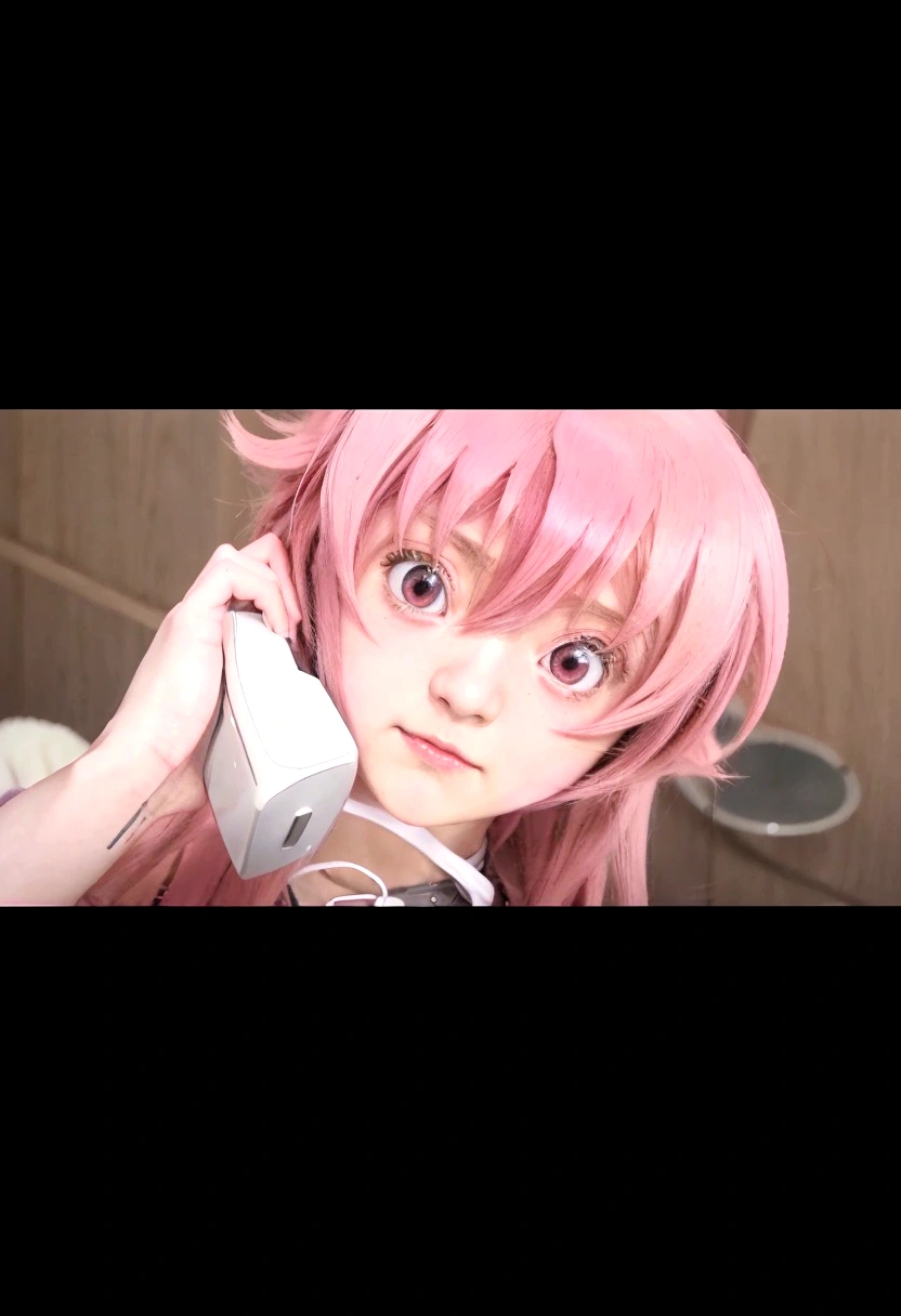 anime girl with pink hair talking on a cell phone, mirai nikki, today's featured anime still, in the anime film, cinematic | | very anime, cinematic | | very anime!!!, anime girl named gasai yuno, ( ( ( anime ) ) ), still from tv anime, distant!!, in an anime, screenshot from the anime film, anime visual of a cute girl