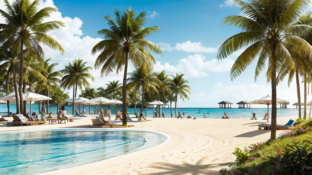 create a beach scene.