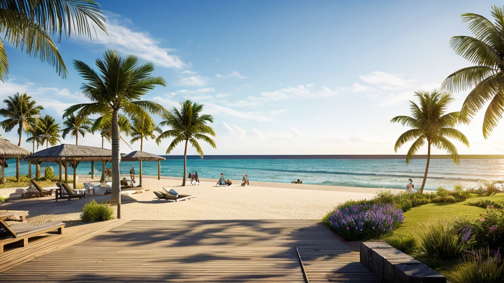create a beach scene.
