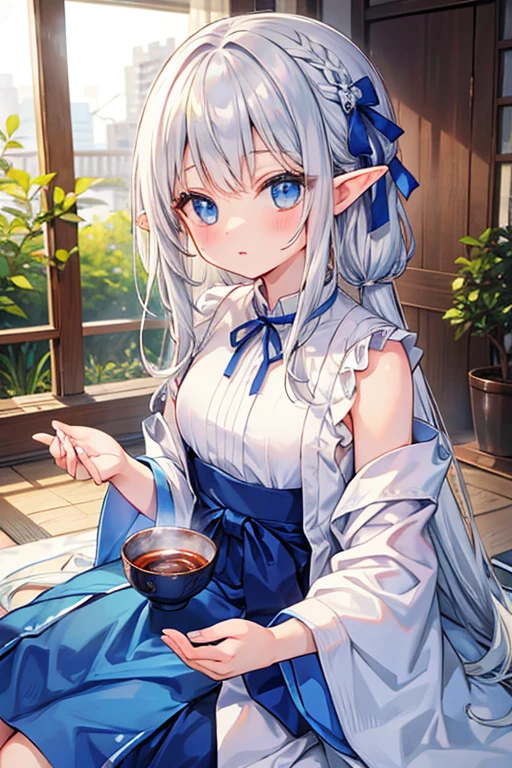 Elf、sake、girl、Silver Hair、
