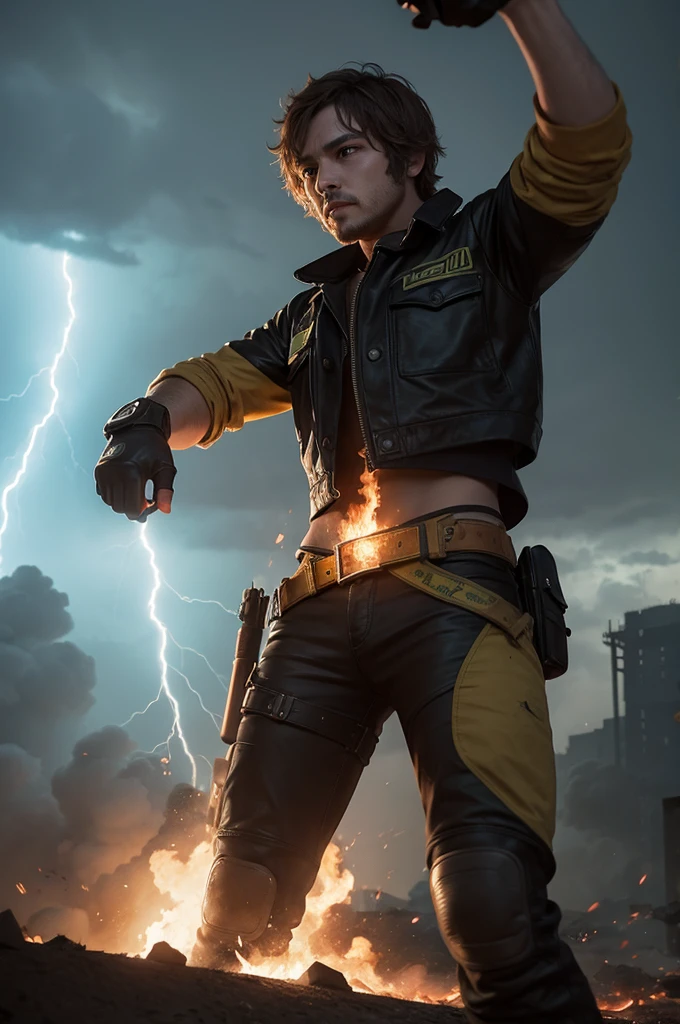 Free fire with a drawing of Brazil with a lightning background