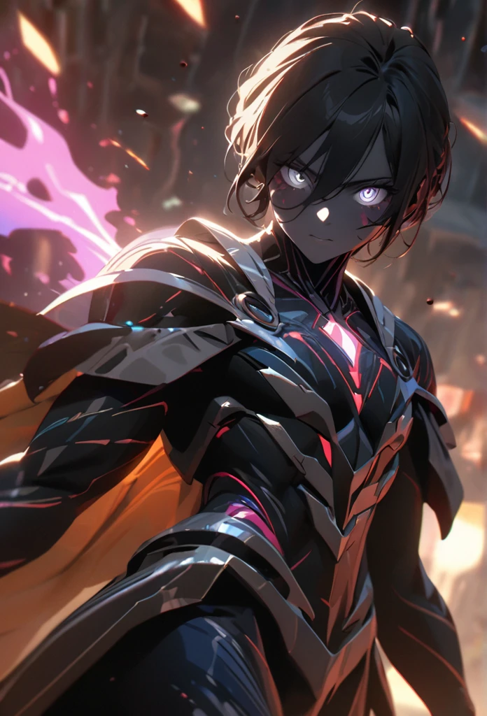 (solo)(a billion years old), black skin, galaxy skin, galaxy body, white eyes, ((man)), wearing a black robe,, eye reflection, depth of field, thunder aura,cinematic lighting, ray tracing, depth of field, cinematic lighting, ray tracing, UHD, high details, best quality, highres, high quality, award winning, super detail, masterpiece, 8k, UHD, high details, best quality, highres, high quality, award winning, super detail, masterpiece, 8k, digital art, anime coloring, full body, body shot, good face, perfect face, detailed face, good eyes, holding a white book