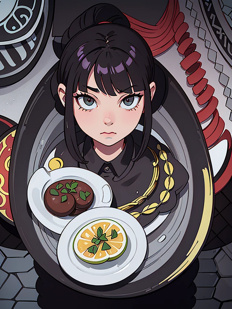 I would like a drawing of a black shell ceviche in watercolor style. The black shells should be the centerpiece of the dish and topped with chopped red onion., thinly sliced limo chili, chopped fresh cilantro and lemon juice. The plate can be decorated with lemon slices, whole coriander leaves and shelled corn.