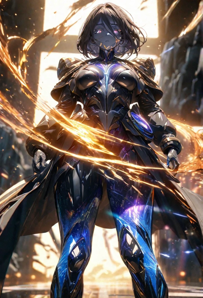(solo)(a billion years old), black skin, galaxy skin, galaxy body, white eyes, wearing a black robe,, eye reflection, depth of field, thunder aura,cinematic lighting, ray tracing, depth of field, cinematic lighting, ray tracing, UHD, high details, best quality, highres, high quality, award winning, super detail, masterpiece, 8k, UHD, high details, best quality, highres, high quality, award winning, super detail, masterpiece, 8k, digital art, anime coloring, full body, body shot, good face, perfect face, detailed face, good eyes, holding a white book