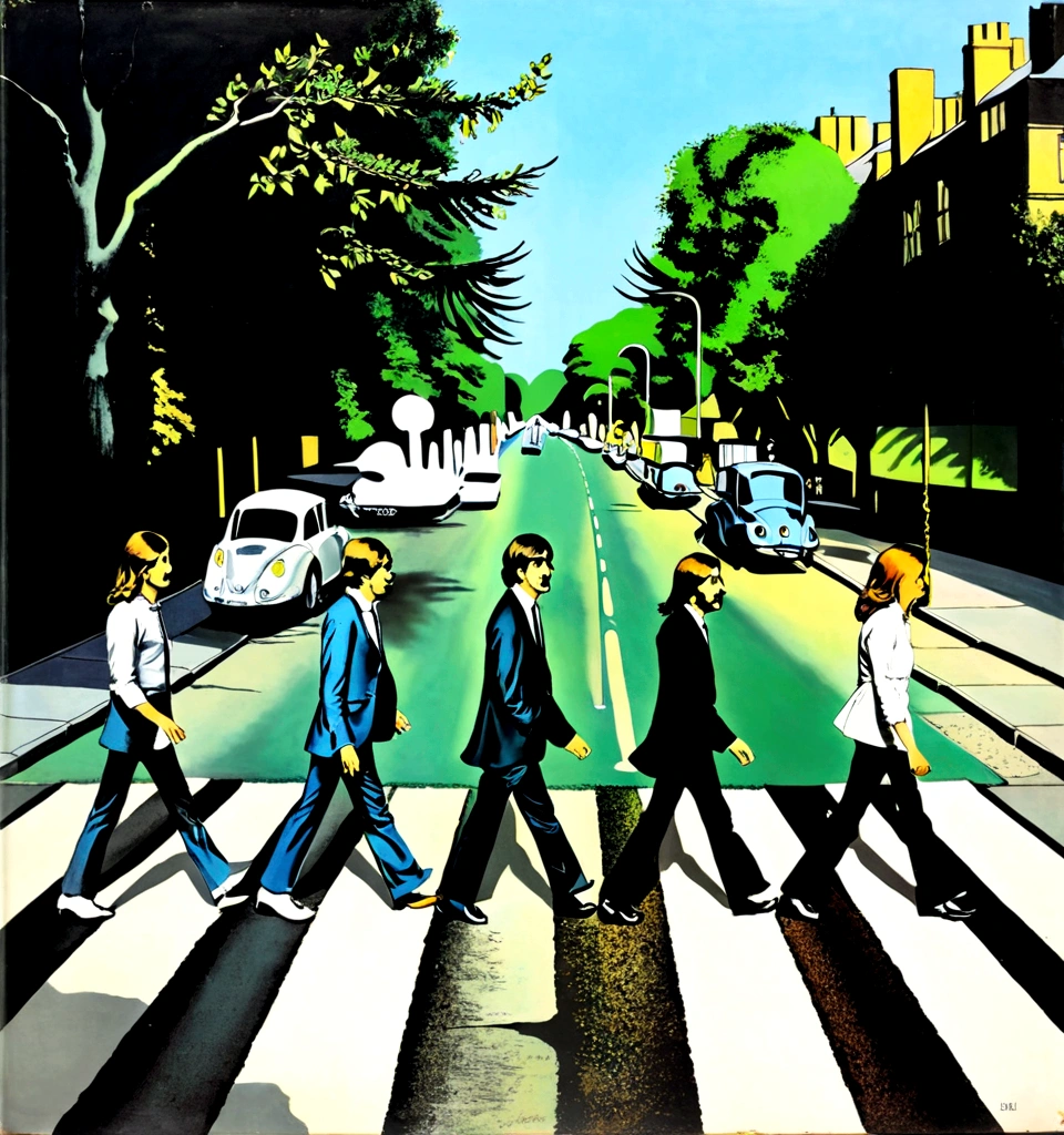 Cover of Beatles "Abbey Road" album, by Salvador Dali