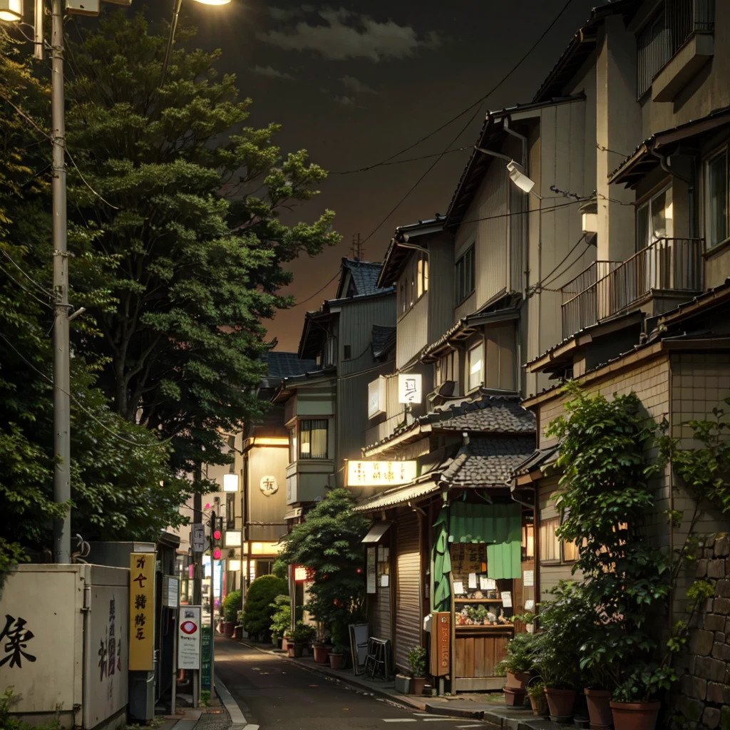 there is a street with a lot of signs on it, quiet tokyo alley at night, japanese street, japanese neighborhood, in a japanese town at night, tokyo alleyway, in the streets of tokyo, tokyo street, cyberpunk streets in japan, tokyo - esque town, japanese city at night, street night, in narrow tokyo alleyway, in tokyo at night, japanese downtown, (no one:1.5)