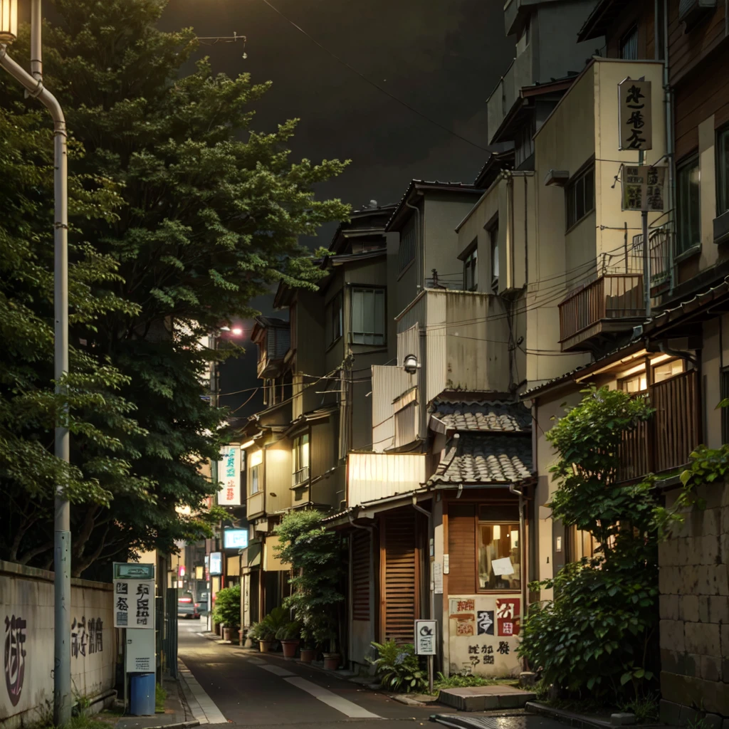 there is a street with a lot of signs on it, quiet tokyo alley at night, japanese street, japanese neighborhood, in a japanese town at night, tokyo alleyway, in the streets of tokyo, tokyo street, cyberpunk streets in japan, tokyo - esque town, japanese city at night, street night, in narrow tokyo alleyway, in tokyo at night, japanese downtown, (no one:1.5)