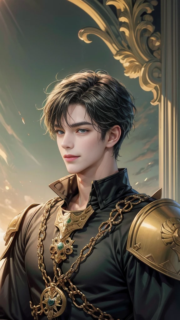 (Absurd, High resolution, Super detailed, High resolution), masterpiece, Intricate details, Top quality close-up photos of Fire Emblem characters, Handsome looking characters, Korean face, Original Hair, short hair, Anime Green Eyes, Grinning face, Mature Teen, Tim Burton&#39;s Theme, Topless outfit exposing breasts, Crop top, Detailed wilderness setting, Big moon landscape, detailed characters, Art Kenouji