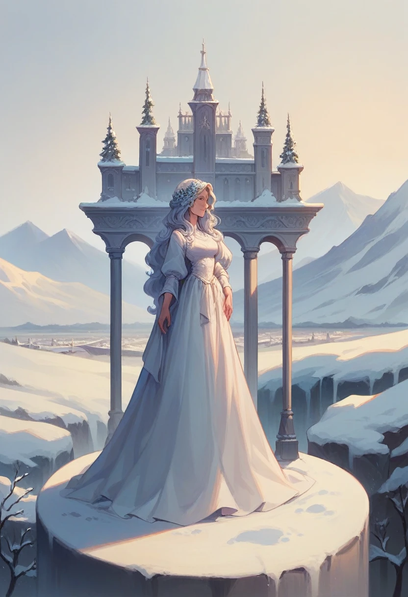 ((masterpiece)),Highest quality, figure, dark, One girl, In the wilderness,A tall mountain,Snow-capped mountains visible in the distance々, city, Beautiful attention to detail,  Beautiful detailed hair,