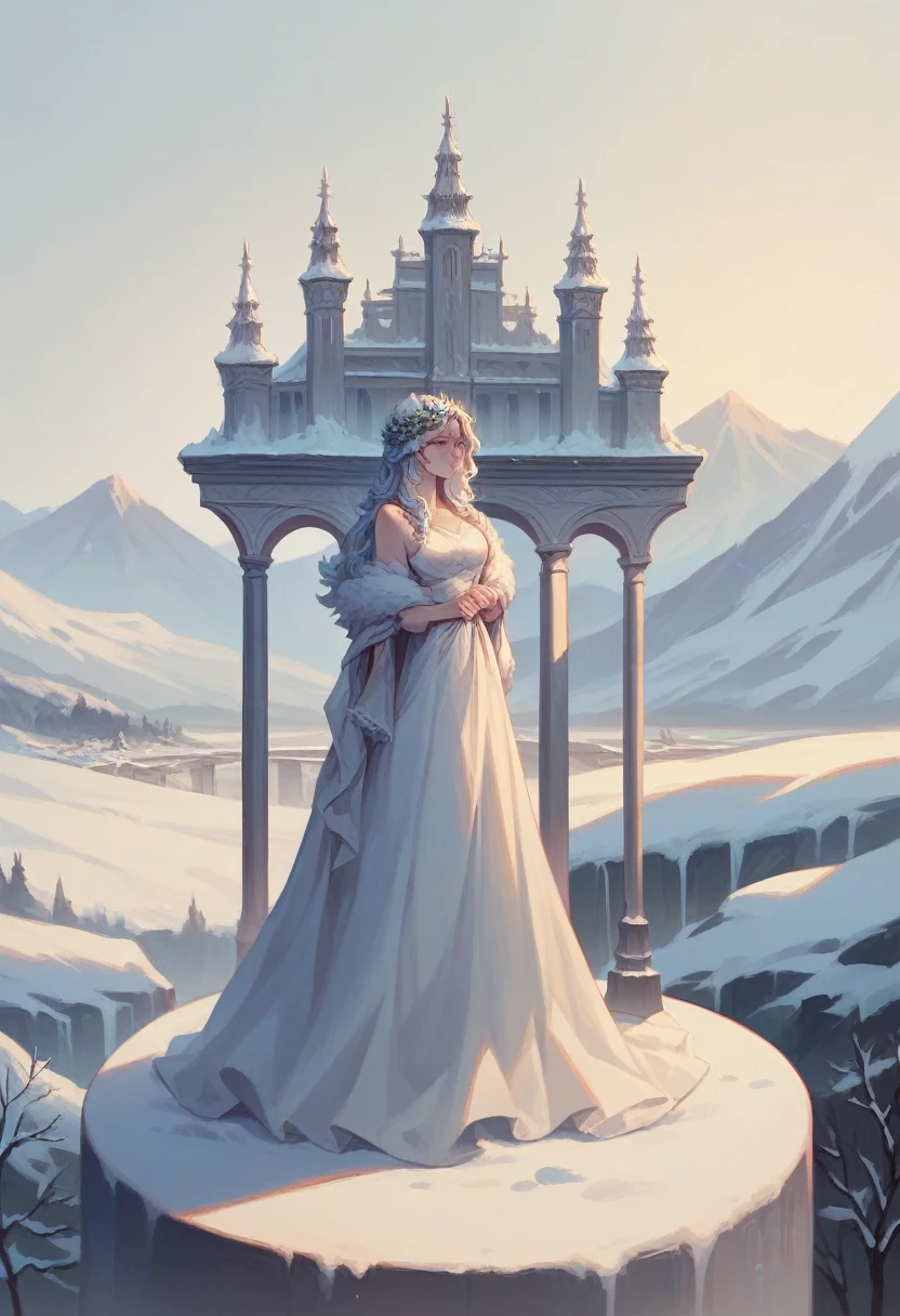 ((masterpiece)),Highest quality, figure, dark, One girl, In the wilderness,A tall mountain,Snow-capped mountains visible in the distance々, city, Beautiful attention to detail, Beautiful detailed hair,