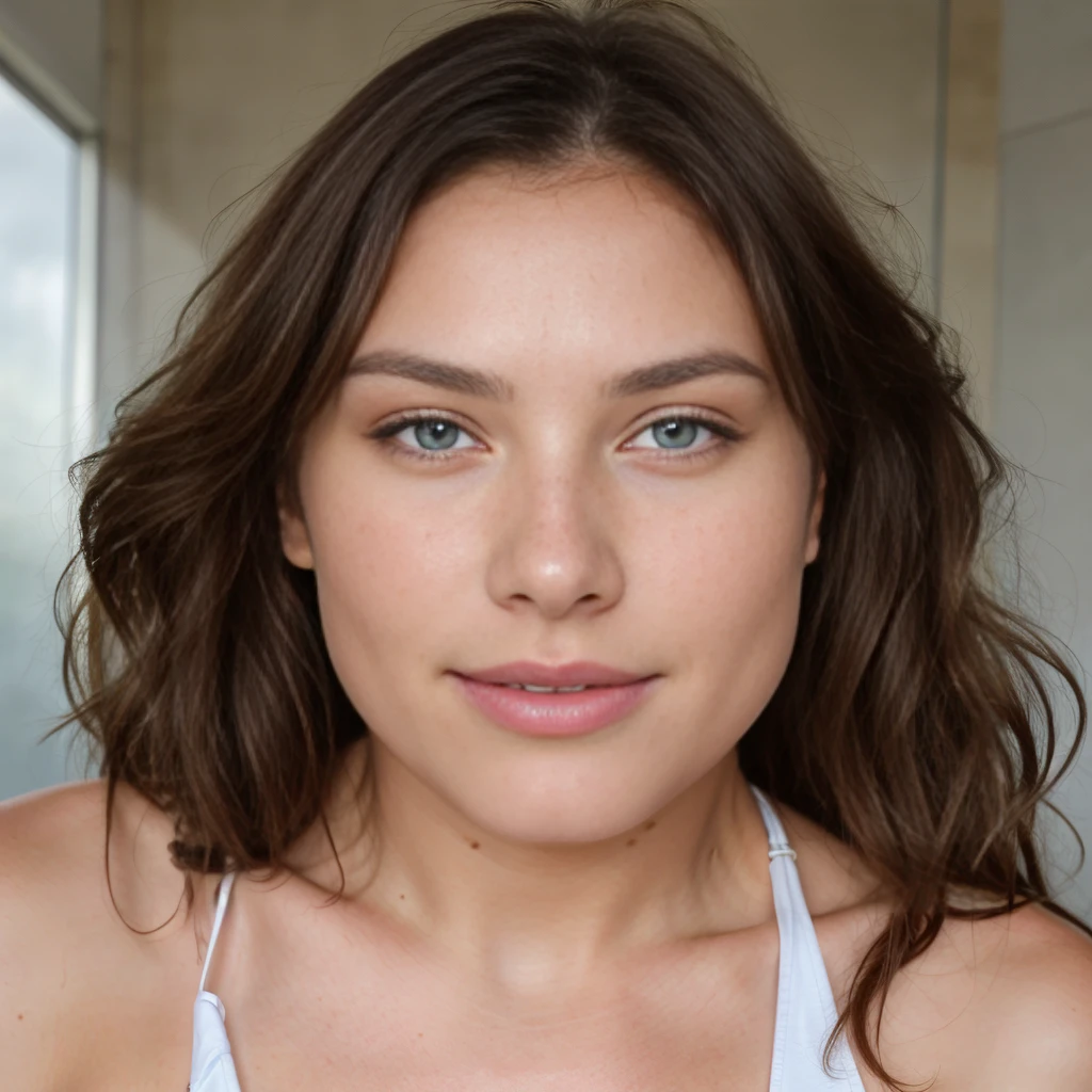 Belle brune portant un bikini de couleur blanc,,vue sur tout son corps,dans la douche,Very detailed, 21 ans, visage innocent, natural wavy hair, yeux bleus, High resolution, Masterpiece, Best quality, Intricate details, highly detailed, mise au point nette, detailed skin, realistic skin texture, texture, detailled eyes, professionnel,dans un lit, 4K, sourire charmant, filmed on Canon, 85 mm, faible profondeur de champ, Couleur Kodak Vision, perfect fit body, Extremely detailed, photographier_\(ultra\), photoreallistic, Realstic, Post-traitement, Maximum details, roughness, real life, ultra realist, photorealism, photographie, 8K UHD, photographie