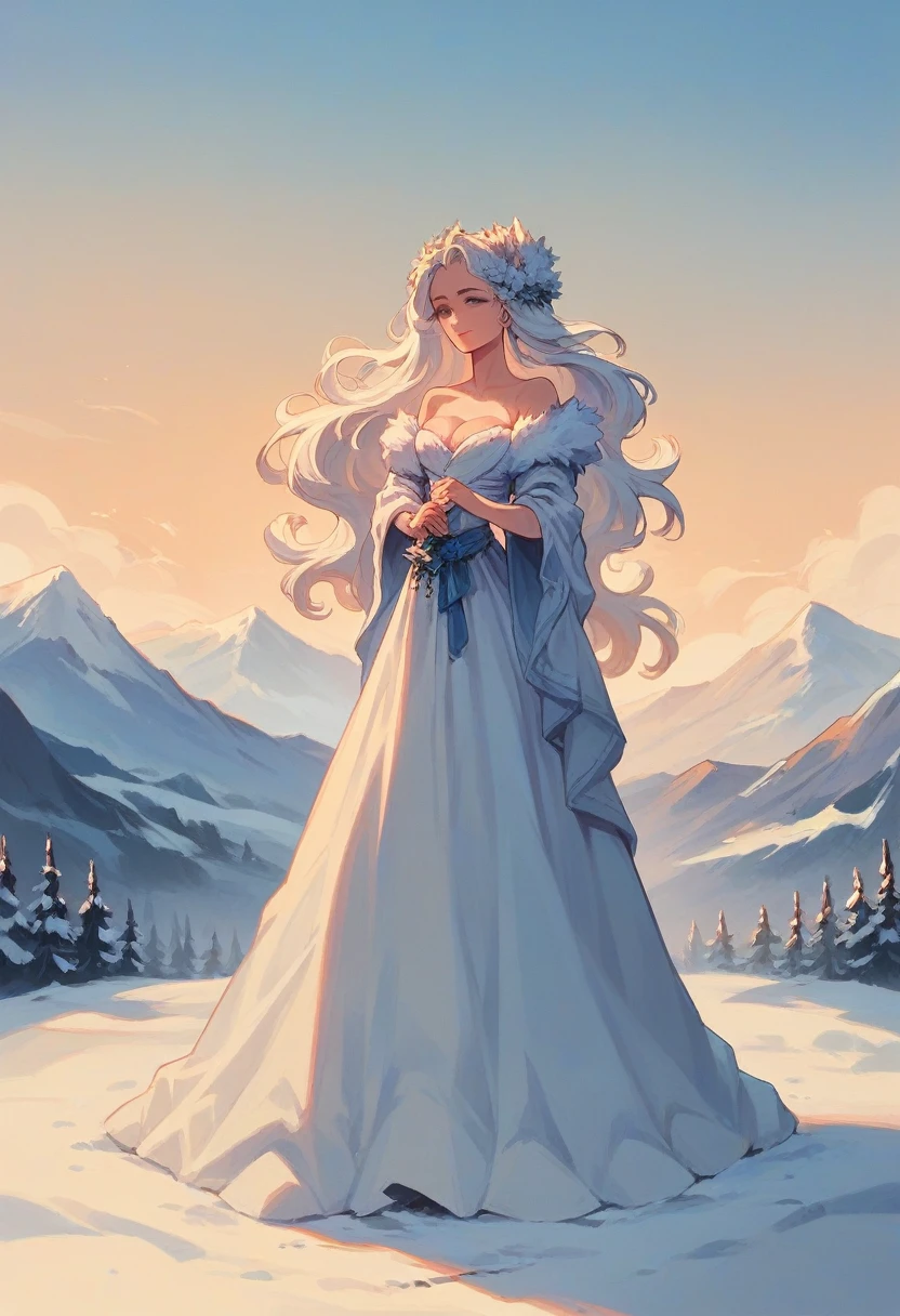 ((masterpiece)),Highest quality, figure, One beautiful girl, In the wilderness,A tall mountain,Snow-capped mountains visible in the distance々, city, Beautiful attention to detail,  Beautiful detailed hair,