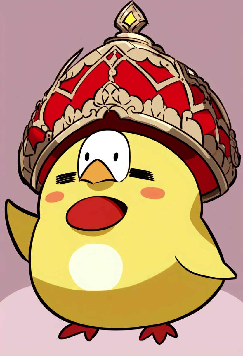 Cute little bird,Yellow body,Red Mouth,Simple Background,Cute expression。