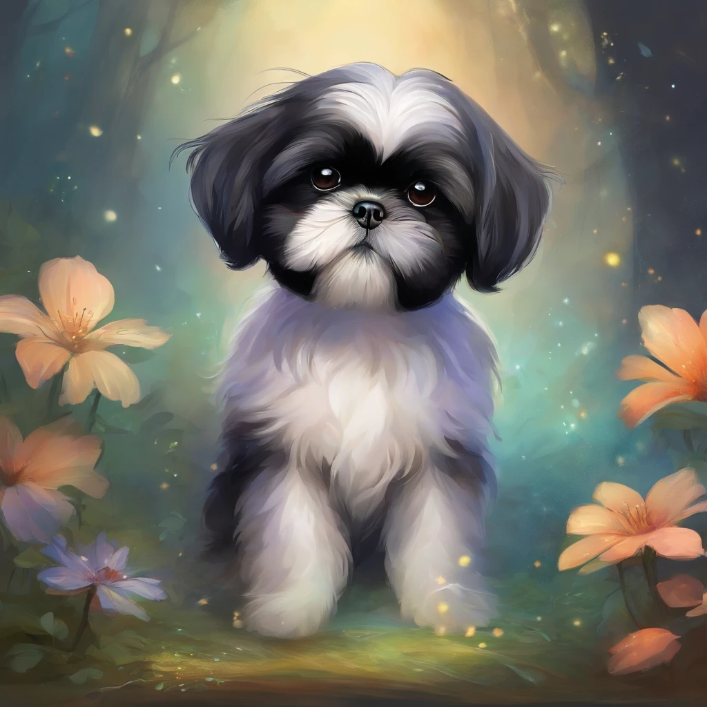 Adorable small black Shih Tzu puppy 