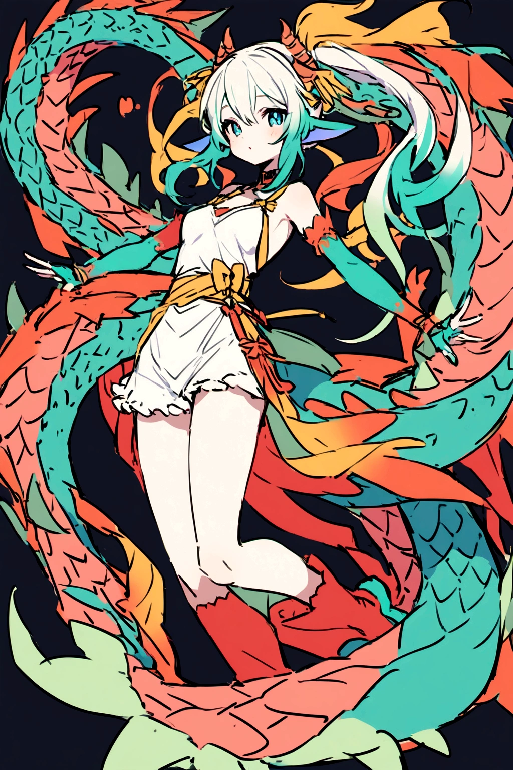 Dragon girl with dragon tail