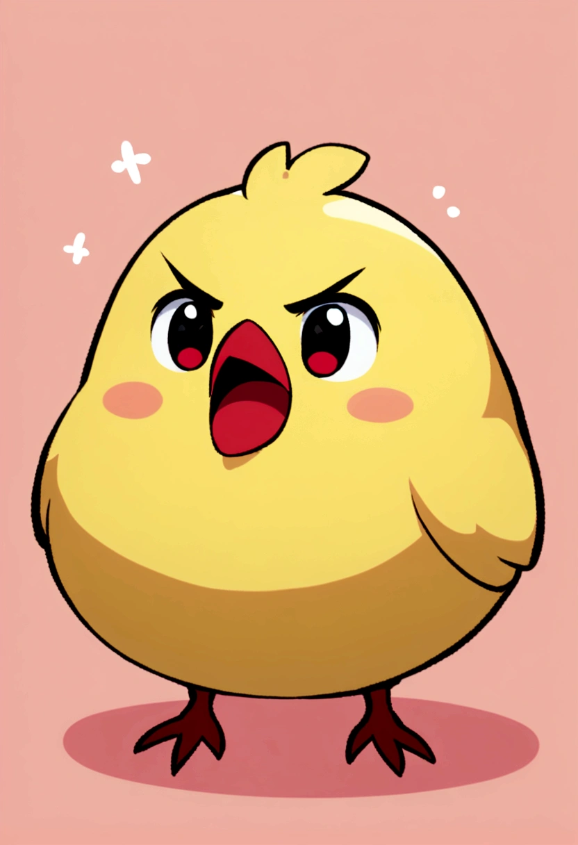 Cute little bird,Yellow body,Red Mouth,Simple Background,Cute expression、Real
