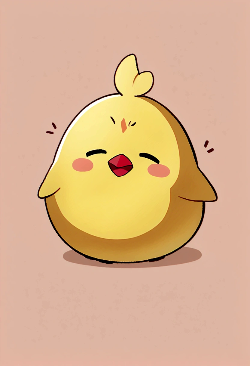 Cute little bird,Yellow body,Red Mouth,Simple Background,Cute expression、Real