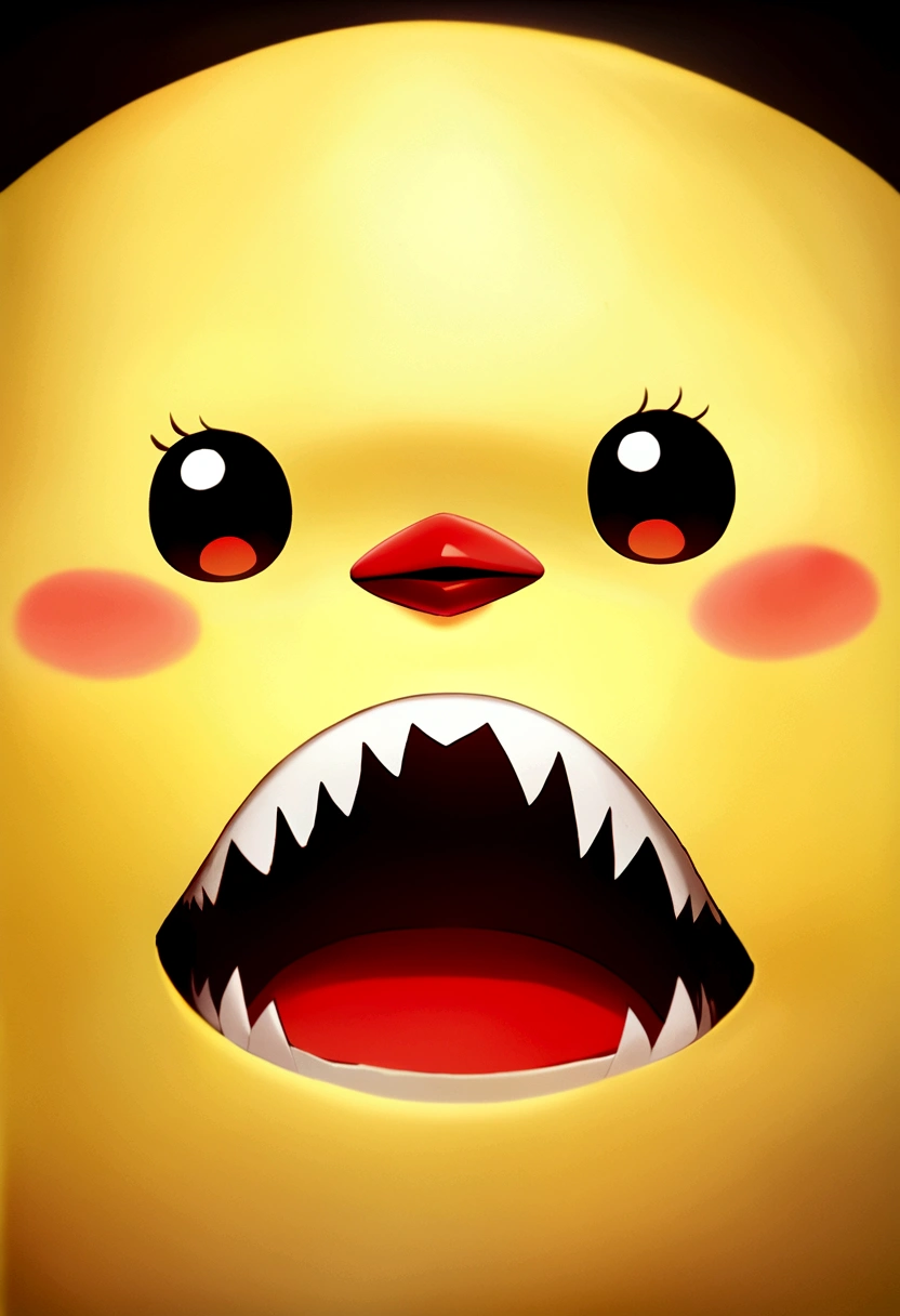 Cute little bird,Yellow body,Red Mouth,Simple Background,Cute expression、Real