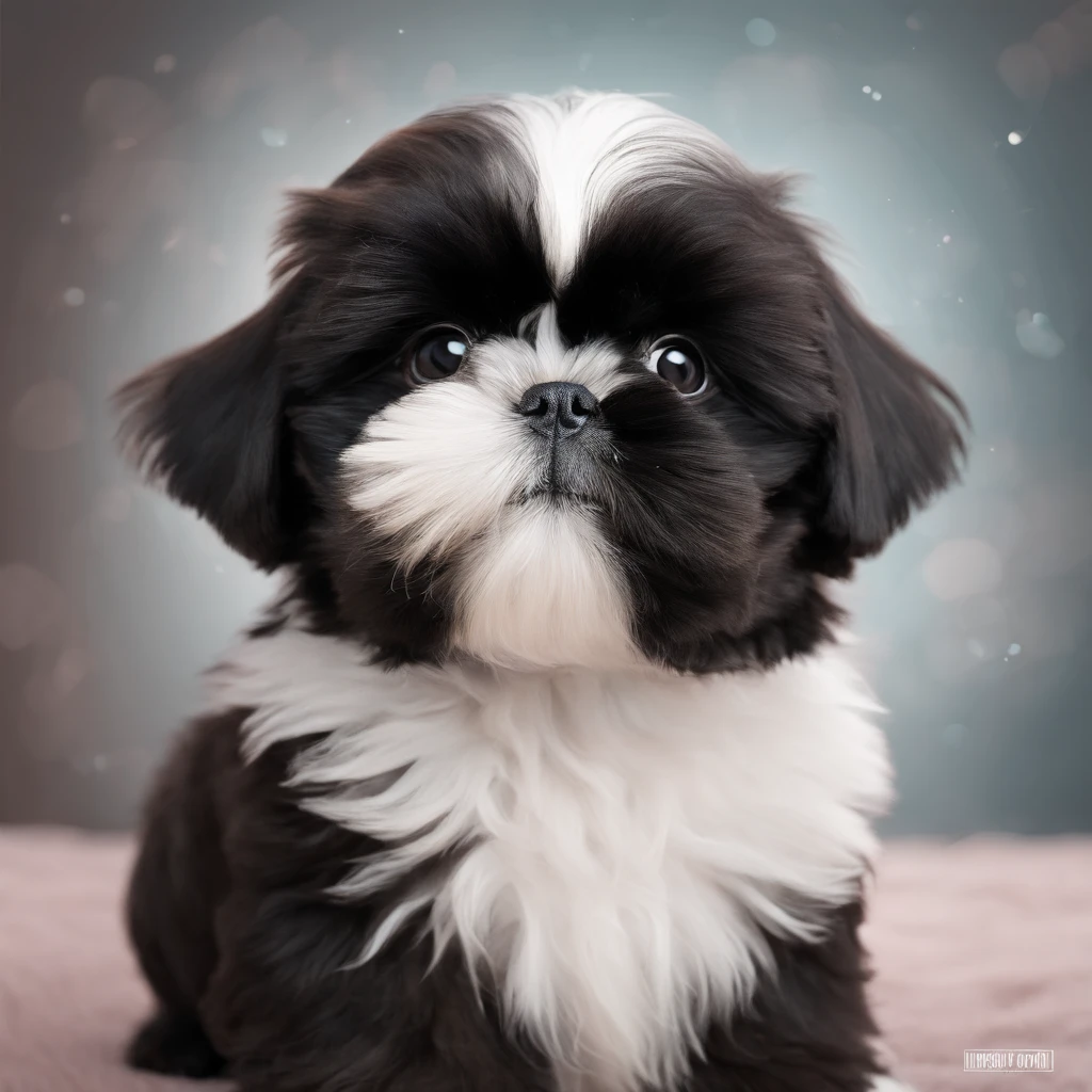 Adorable small black Shih Tzu puppy 