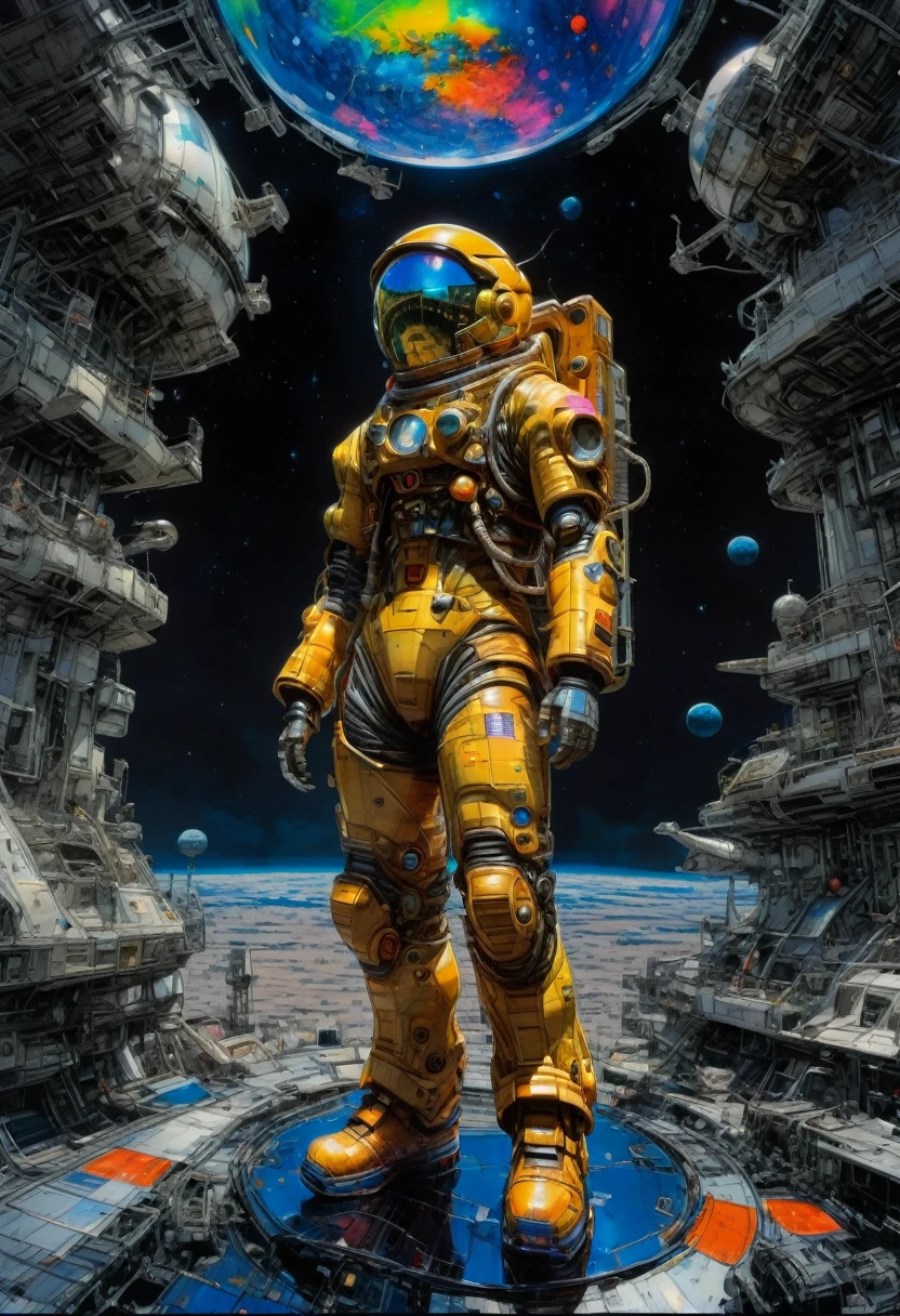 Astronaut, full body, by Tsukasa Hojo, best quality, masterpiece, very aesthetic, perfect composition, intricate details, ultra-detailed, vivid colors