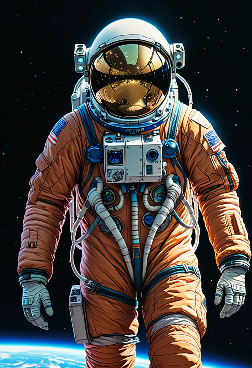 Astronaut, full body, by Tsukasa Hojo, best quality, masterpiece, very aesthetic, perfect composition, intricate details, ultra-detailed, vivid colors