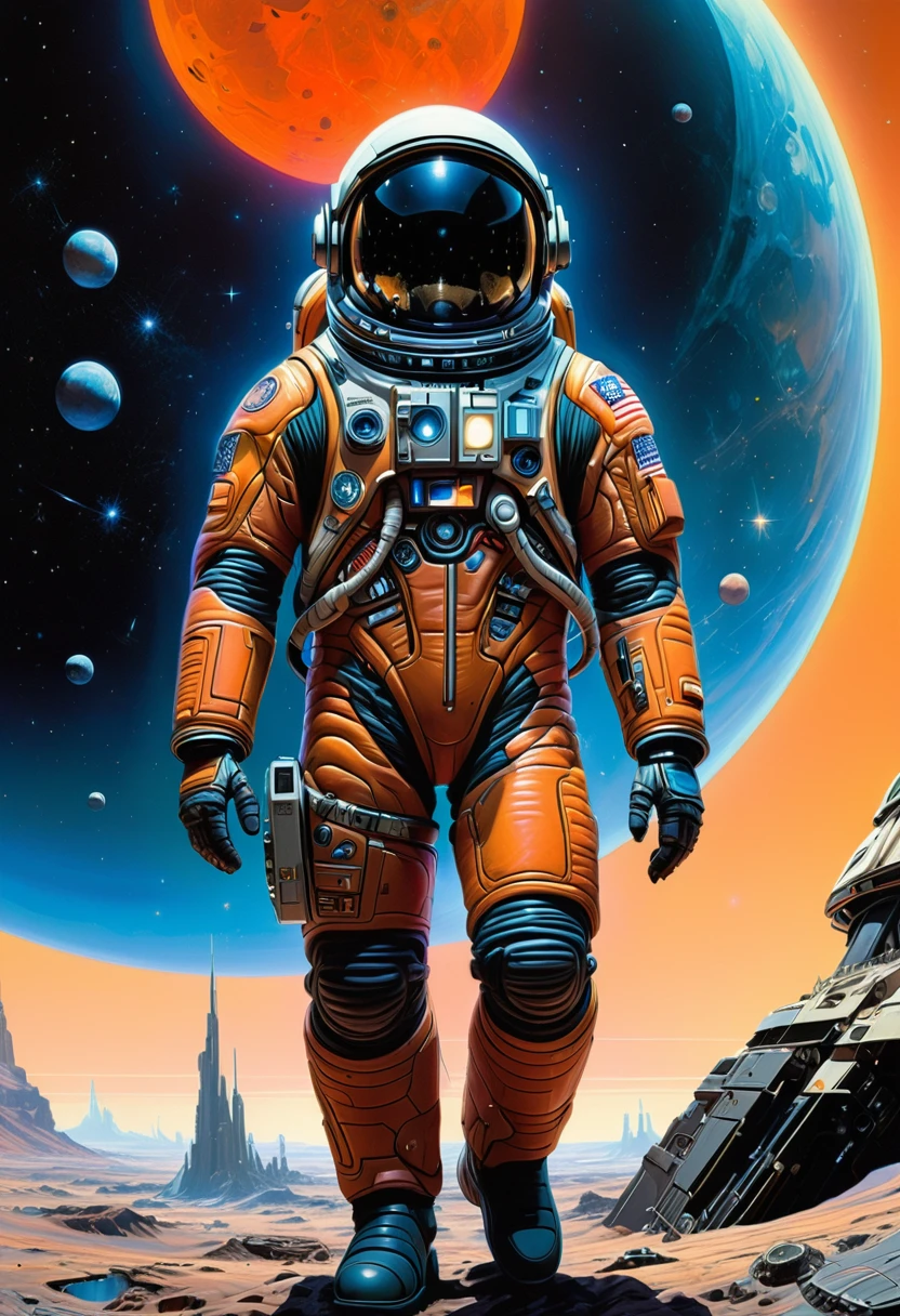 Astronaut, full body, by Tsukasa Hojo, best quality, masterpiece, very aesthetic, perfect composition, intricate details, ultra-detailed, vivid colors