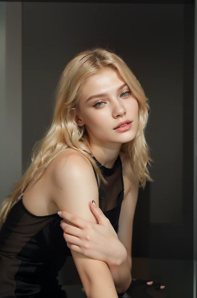 blonde woman dressed in black sitting at a glass table with her hand on her chest, Yelena Belova, Magdalena more often, Anna Nikonova aka Newmilky, Aleksandra Waliszewska, Anastasia Ovchinnikova, Alina Ivánchenko, Photo of a beautiful woman, Dasha Taran, attractive girl, 2 4 old female model