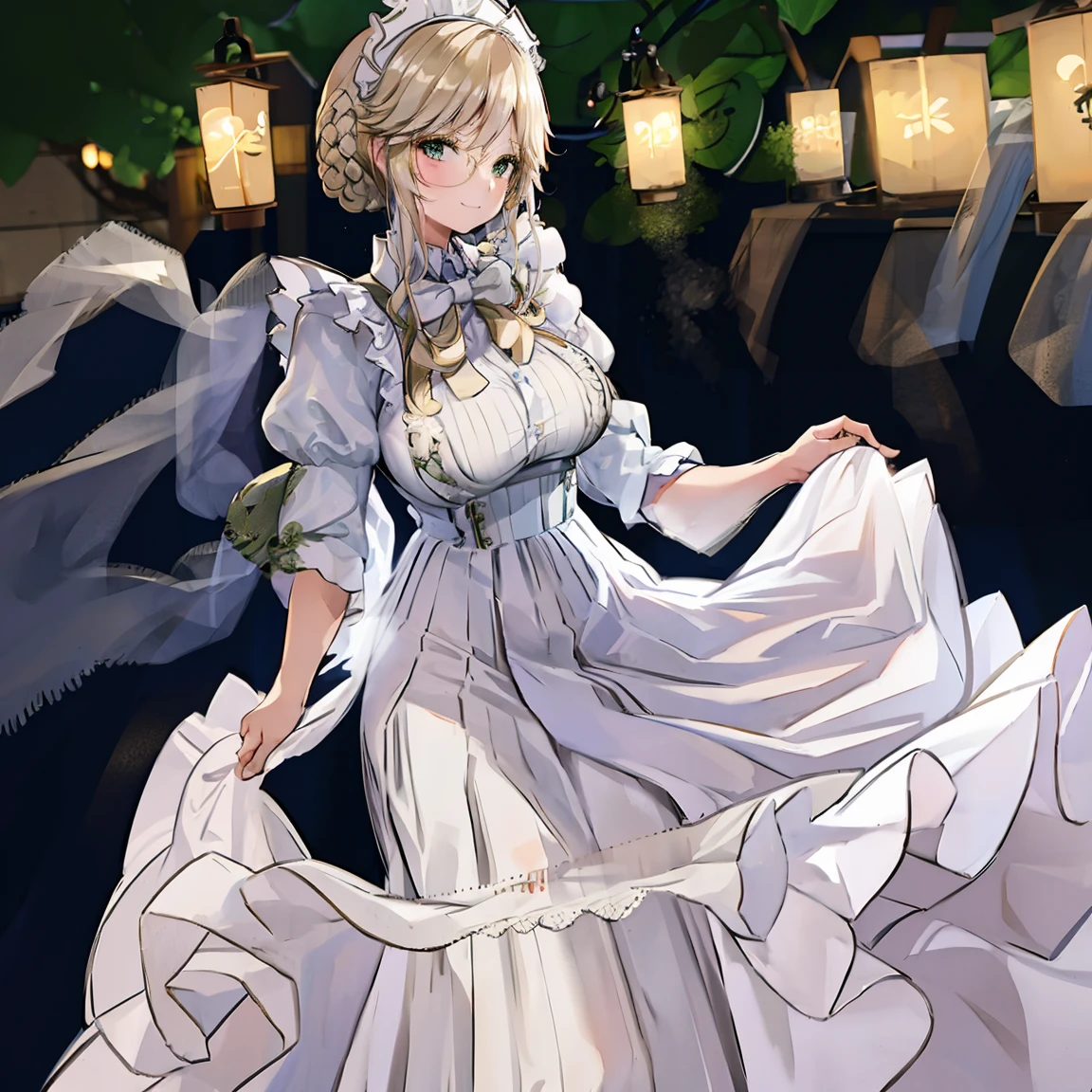 Slim and classically made、Woman wearing glasses、Show your underwear、Sheer lace underwear、Transparent maid clothes、Ade(dude)、Smiling Kindly