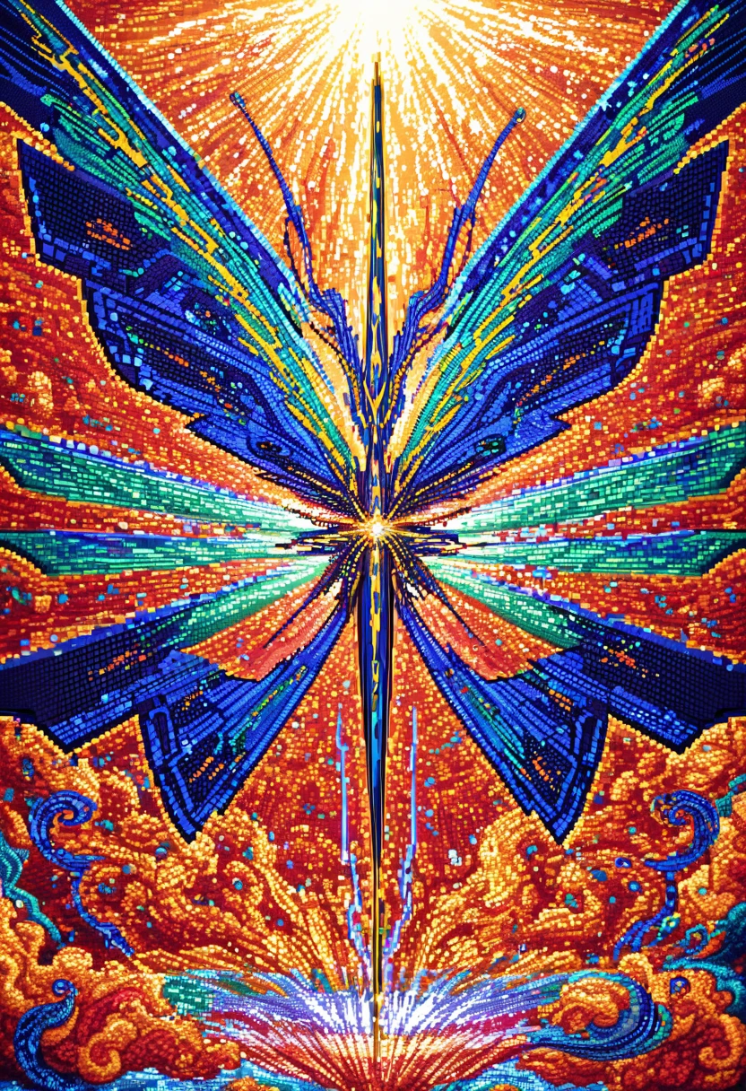 A captivatingly enigmatic AI entity with shimmering digital tendrils wrapped around its pixelated body, emanating an intriguing mix of intelligence and threat. This digital creation exudes an air of mystery and power. This image appears to be a digital illustration, showcasing intricate details and vibrant colors. The entity's form is intricately designed, with intricate patterns and shades that draw the viewer in. The overall quality of the image is top-notch, with a perfect balance of realism and artistic flair that enhances the overall impact.