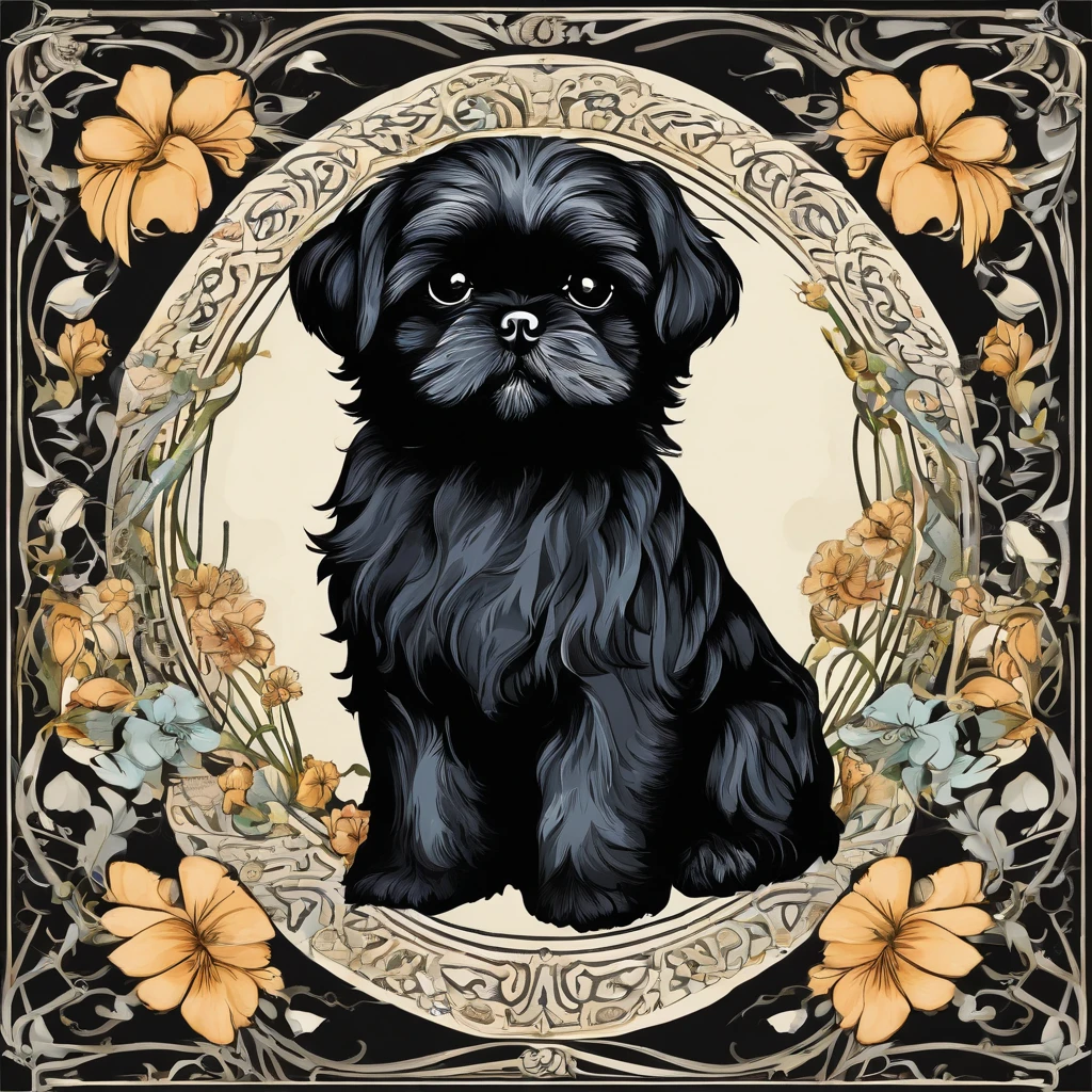 Adorable small black Shih Tzu puppy 