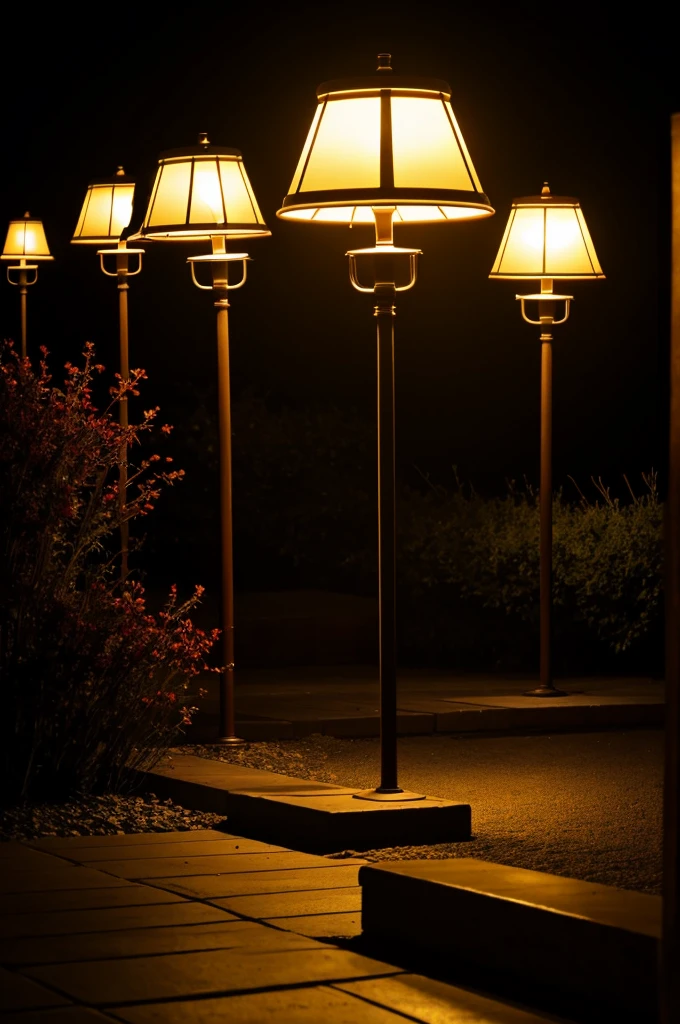 astetic photos with lamps in reels at night 