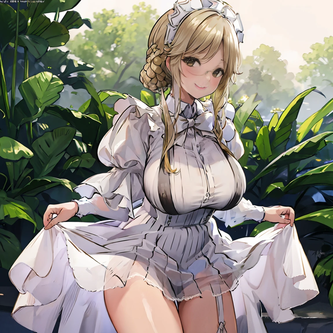 Slim and classically made、Woman wearing glasses、Show your underwear、Sheer lace underwear、Transparent maid clothes、Ade(dude)、Smiling Kindly