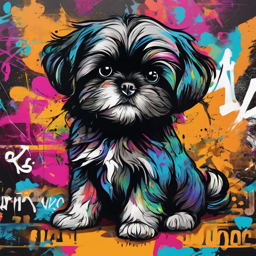 Adorable small black Shih Tzu puppy 