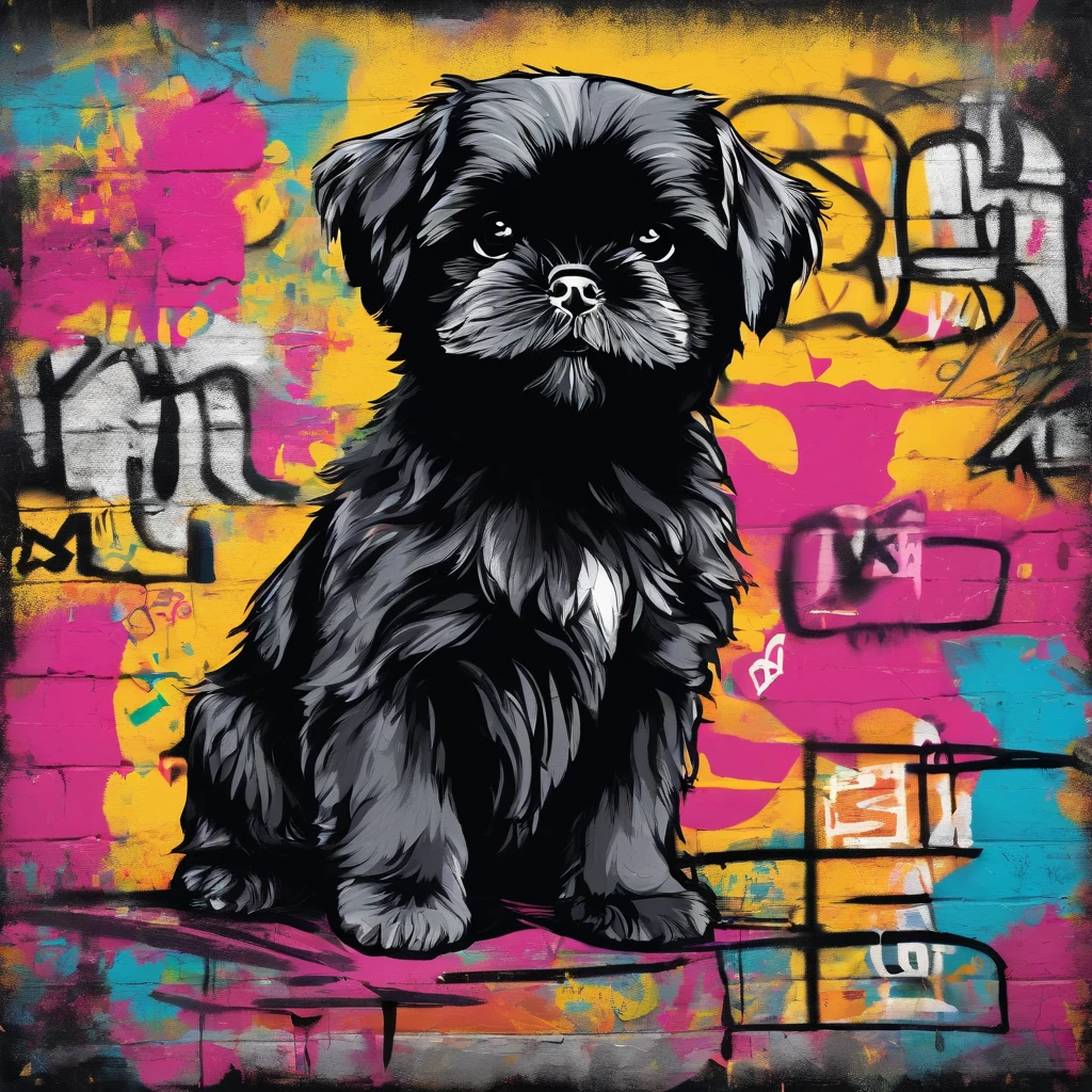 Adorable small black Shih Tzu puppy 