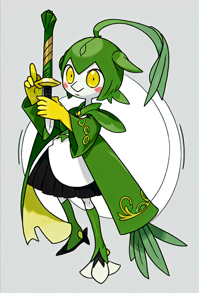 Cute little bird,Yellow body,Red Mouth,Simple Background,Cute expression、Real、Shining green onion、Holding a leek sword in his hand、Fantasy、