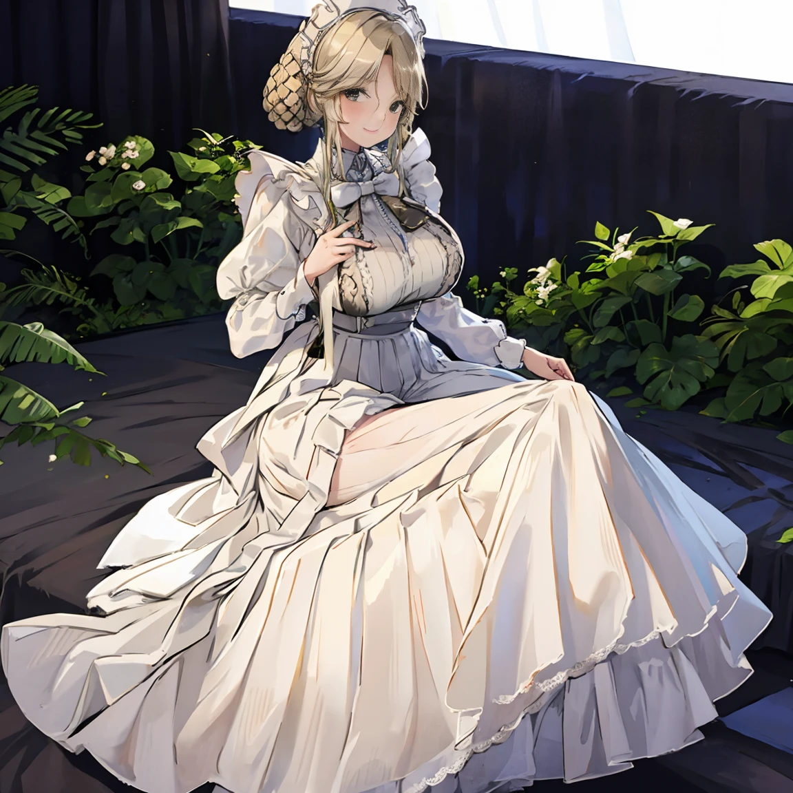 Slim and classically made、Woman wearing glasses、Lift the skirt to show the crotch、Sheer lace underwear、Transparent maid clothes、Ade(dude)、Smiling Kindly