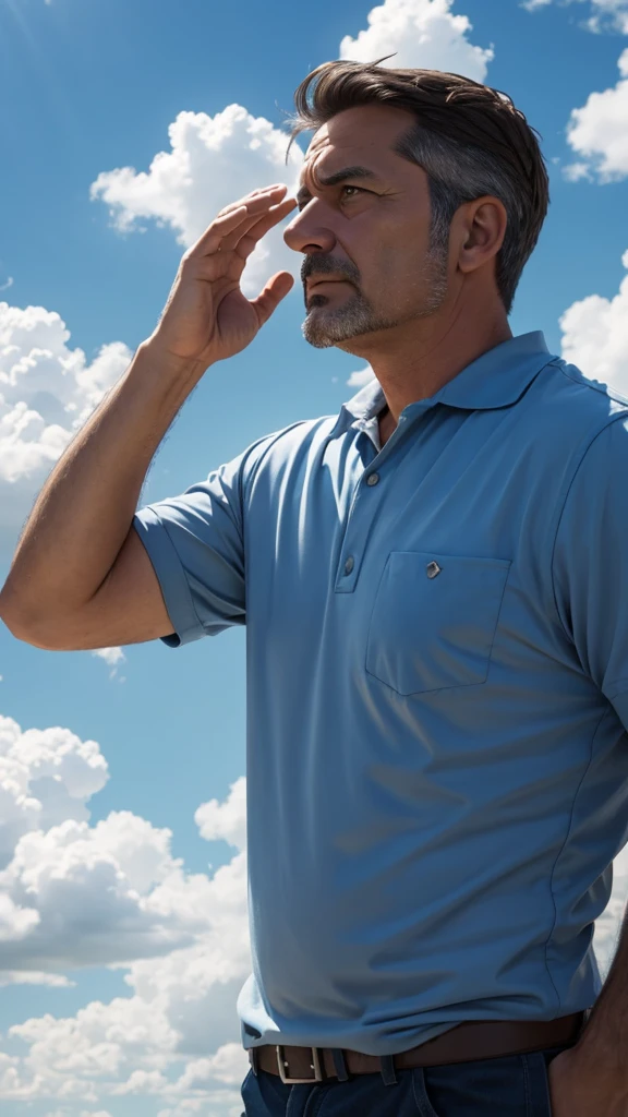 Middle aged man looking at the sky 