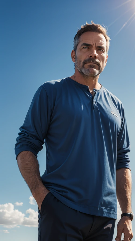 Middle aged man looking at the sky