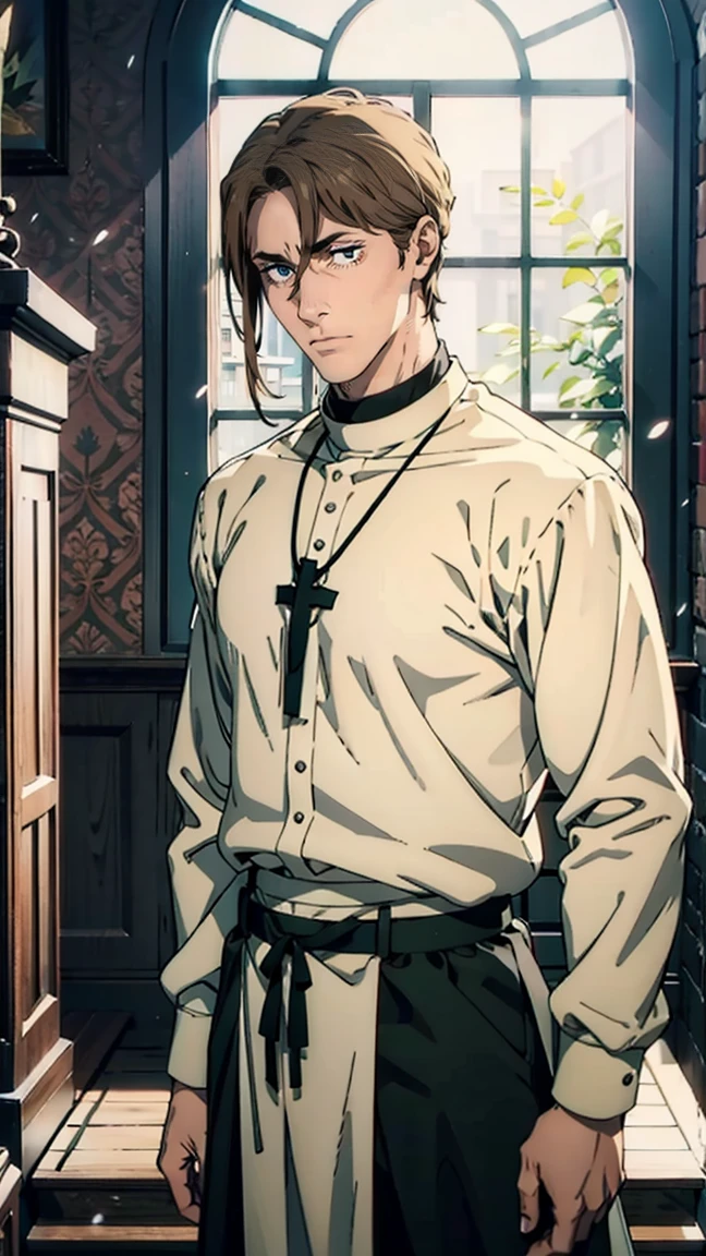 male sexy priest with yellow eyes
