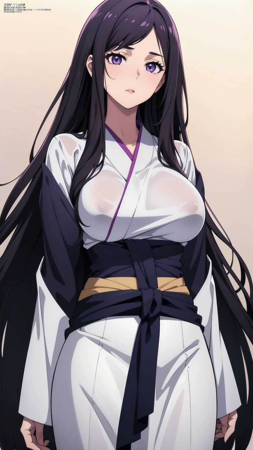 Simple White Background,
dynamic pose,standing at attention,
White_kimono,long sleeves, wide sleeves, Closed_clothes,
purple_hair, long_hair, hair_pulled_back,parted_lips,purple_eyes, Single_braid,
1 girl, 20yo,Young female,Beautiful long legs,Beautiful body,
Beautiful Nose,Beautiful character design, perfect eyes, perfect face,expressive eyes,perfect balance,
looking at viewer,(Focus on her face),closed mouth, (innocent_big_eyes:1.0),(Light_Smile:0.3),
official art,extremely detailed CG unity 8k wallpaper, perfect lighting,Colorful, Bright_Front_face_Lighting,White skin,
(masterpiece:1.0),(best_quality:1.0), ultra high res,4K,ultra-detailed,
photography, 8K, HDR, highres, absurdres:1.2, Kodak portra 400, film grain, blurry background, bokeh:1.2, lens flare, (vibrant_color:1.2),professional photograph,
(Beautiful,large_Breasts:1.4), (beautiful_face:1.5),(narrow_waist),