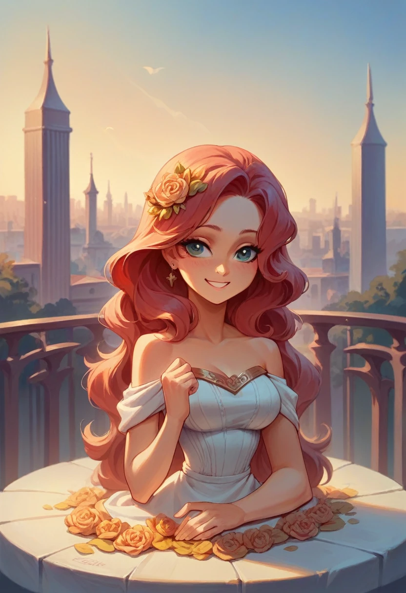 ((masterpiece)),Highest quality, figure, One beautiful girl,Smiling face , city, Beautiful attention to detail, Beautiful detailed hair,