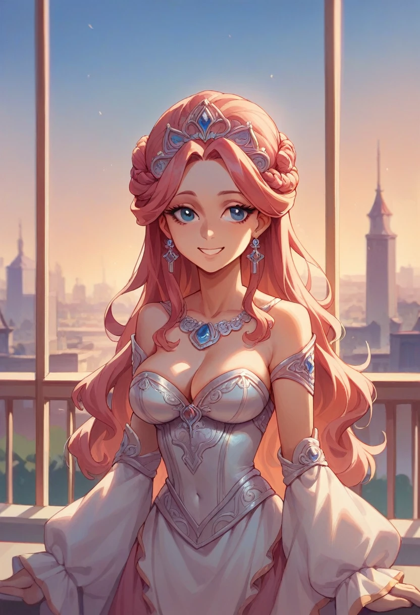 ((masterpiece)),Highest quality, figure, One beautiful girl,Smiling face , city, Beautiful attention to detail, Beautiful detailed hair,